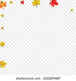 Ocher Leaf Background Transparent Vector. Plant Flying Frame. Autumnal Pattern Floral. Realistic Leaves Illustration.