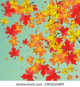 Ocher Leaves Background Green Vector. Foliage Isolated Template. Golden Wallpaper Floral. Decor Plant Card.