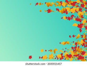 Ocher Leaves Vector Blue Background. Abstract Floral Illustration. Colorful Decoration Plant Design. Paper Template.