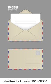 Ocher Open and close Envelopes with clean Letter. Template for Your Business. Vector illustration