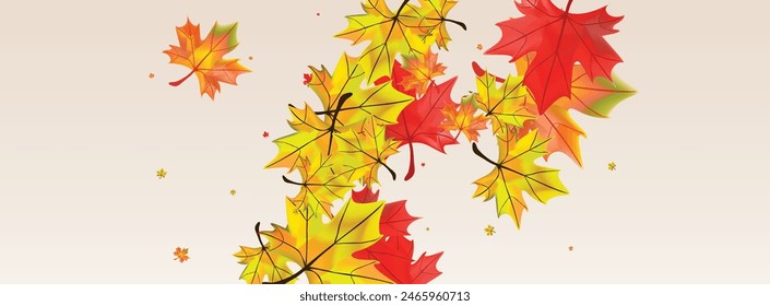 Ocher Plant Background BeigeVector. Leaves Seasonal Illustration. Orange Paper Leaf. Pattern Foliage Texture.