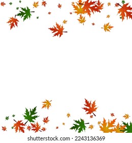Ocher Plant Background White Vector. Maple Decor Illustration. Orange Logo. Decoration Frame. Gold Floral Design.