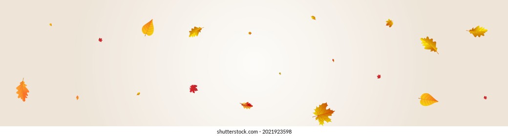 Ocher Plant Vector Grey Panoramic Background. Wallpaper Leaf Illustration. Red Tree Floral Design. Realistic Frame.