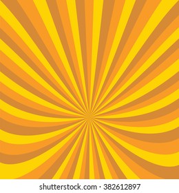 Ocher retro background. Vintage rays pattern.