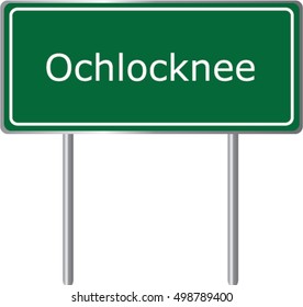 Ochlocknee , Georgia , road sign green vector illustration, road table, USA city