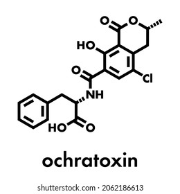 Ochratoxin A mycotoxin molecule. Skeletal formula.