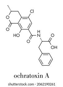 Ochratoxina Una molécula de micotoxina. Fórmula esquelética.