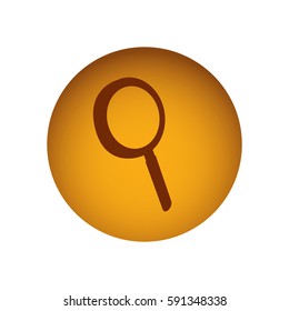 ochre circular button with silhouette magnifying glass vector illustration