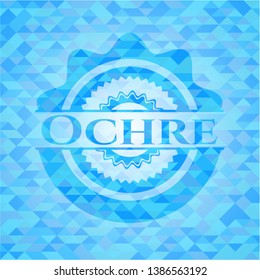Ochre realistic light blue mosaic emblem