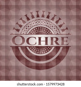 Ochre red polygonal badge. Seamless.