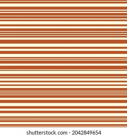 Ochre white barcode stripes. Seamless vector pattern background. Irregular linear geometric backdrop. Parallel horizontal lines. Sophisticated repeat design for wellness, packaging. All over print