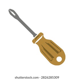 Ochre Yellow Screwdriver Tool Icon isolated background