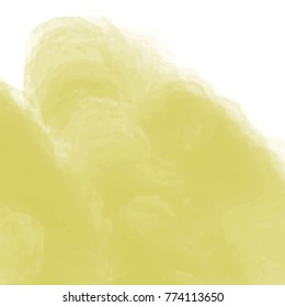 ochre yellow watercolor cloud pattern with white rimmed areas on white background, vector illustration