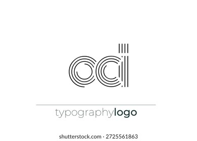 Logotipo da tipografia geométrica moderna da OCI. Composição moderna e elegante com uma ilustração de logotipo de tipografia monocromática projetada com linhas intrincadas.