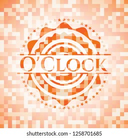 O'Clock orange mosaic emblem with background