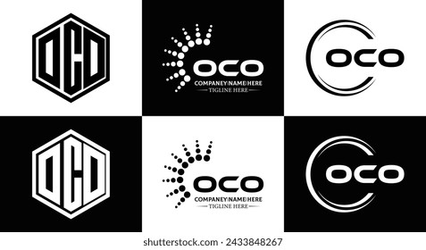 OCO logo. O C O design. White OCO letter. OCO, O C O letter logo design. Initial letter OCO linked circle uppercase monogram logo.