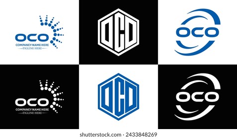 OCO logo. O C O design. White OCO letter. OCO, O C O letter logo design. Initial letter OCO linked circle uppercase monogram logo.