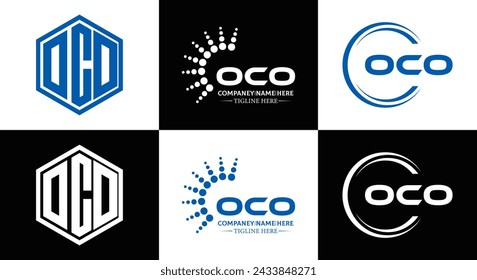 OCO logo. O C O design. White OCO letter. OCO, O C O letter logo design. Initial letter OCO linked circle uppercase monogram logo.