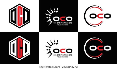 OCO logo. O C O design. White OCO letter. OCO, O C O letter logo design. Initial letter OCO linked circle uppercase monogram logo.