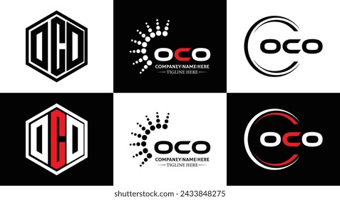 OCO logo. O C O design. White OCO letter. OCO, O C O letter logo design. Initial letter OCO linked circle uppercase monogram logo.