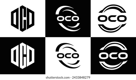 OCO logo. O C O design. White OCO letter. OCO, O C O letter logo design. Initial letter OCO linked circle uppercase monogram logo.