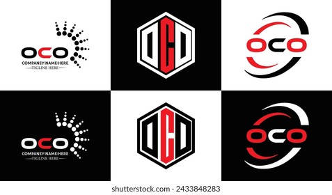 OCO logo. O C O design. White OCO letter. OCO, O C O letter logo design. Initial letter OCO linked circle uppercase monogram logo.