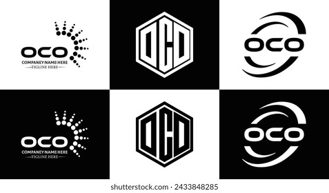 OCO logo. O C O design. White OCO letter. OCO, O C O letter logo design. Initial letter OCO linked circle uppercase monogram logo.