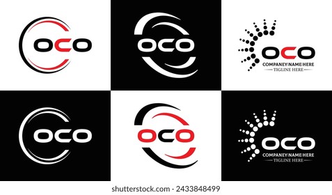 OCO logo. O C O design. White OCO letter. OCO, O C O letter logo design. Initial letter OCO linked circle uppercase monogram logo.