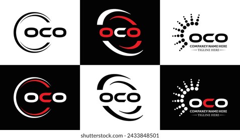 OCO logo. O C O design. White OCO letter. OCO, O C O letter logo design. Initial letter OCO linked circle uppercase monogram logo.