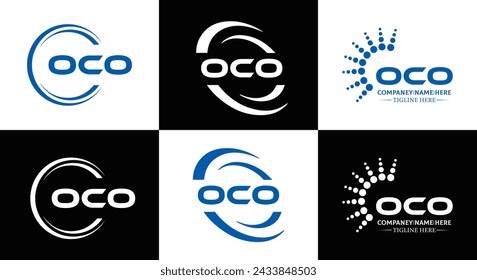 OCO logo. O C O design. White OCO letter. OCO, O C O letter logo design. Initial letter OCO linked circle uppercase monogram logo.