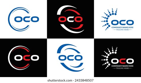 OCO logo. O C O design. White OCO letter. OCO, O C O letter logo design. Initial letter OCO linked circle uppercase monogram logo.