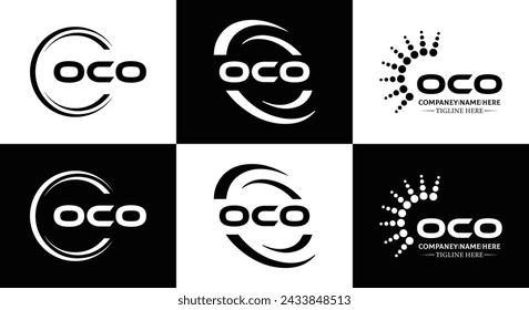 OCO logo. O C O design. White OCO letter. OCO, O C O letter logo design. Initial letter OCO linked circle uppercase monogram logo.