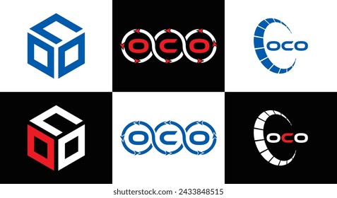 OCO logo. O C O design. White OCO letter. OCO, O C O letter logo design. Initial letter OCO linked circle uppercase monogram logo.