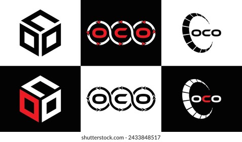 OCO logo. O C O design. White OCO letter. OCO, O C O letter logo design. Initial letter OCO linked circle uppercase monogram logo.