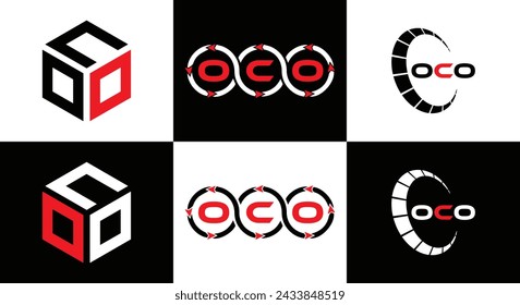 OCO logo. O C O design. White OCO letter. OCO, O C O letter logo design. Initial letter OCO linked circle uppercase monogram logo.