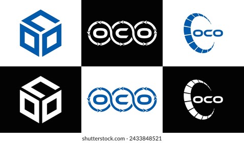 OCO logo. O C O design. White OCO letter. OCO, O C O letter logo design. Initial letter OCO linked circle uppercase monogram logo.