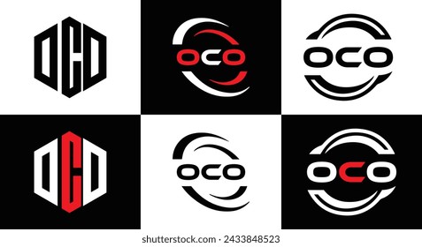 OCO logo. O C O design. White OCO letter. OCO, O C O letter logo design. Initial letter OCO linked circle uppercase monogram logo.