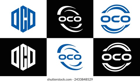 OCO logo. O C O design. White OCO letter. OCO, O C O letter logo design. Initial letter OCO linked circle uppercase monogram logo.