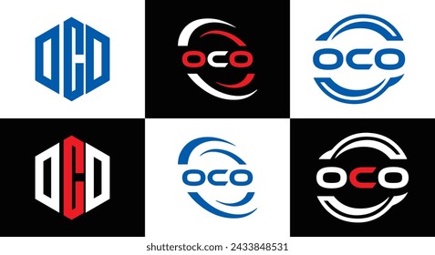 OCO logo. O C O design. White OCO letter. OCO, O C O letter logo design. Initial letter OCO linked circle uppercase monogram logo.