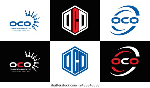 OCO logo. O C O design. White OCO letter. OCO, O C O letter logo design. Initial letter OCO linked circle uppercase monogram logo.