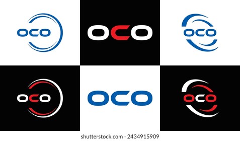 OCO logo. O C O design. White OCO letter. OCO, O C O letter logo design. Initial letter OCO linked circle uppercase monogram logo.