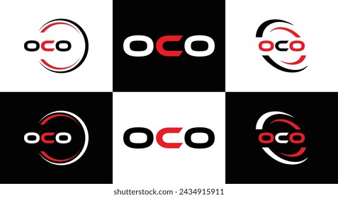 OCO logo. O C O design. White OCO letter. OCO, O C O letter logo design. Initial letter OCO linked circle uppercase monogram logo.