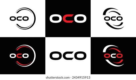 OCO logo. O C O design. White OCO letter. OCO, O C O letter logo design. Initial letter OCO linked circle uppercase monogram logo.