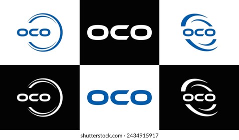 OCO logo. O C O design. White OCO letter. OCO, O C O letter logo design. Initial letter OCO linked circle uppercase monogram logo.