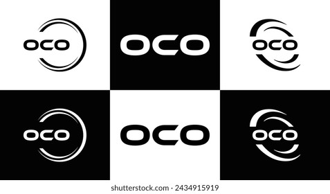 OCO logo. O C O design. White OCO letter. OCO, O C O letter logo design. Initial letter OCO linked circle uppercase monogram logo.