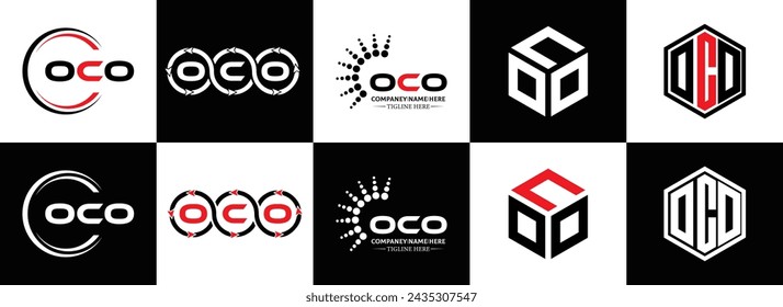 OCO logo. O C O design. White OCO letter. OCO, O C O letter logo design. Initial letter OCO linked circle uppercase monogram logo.