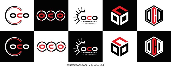 OCO logo. O C O design. White OCO letter. OCO, O C O letter logo design. Initial letter OCO linked circle uppercase monogram logo.