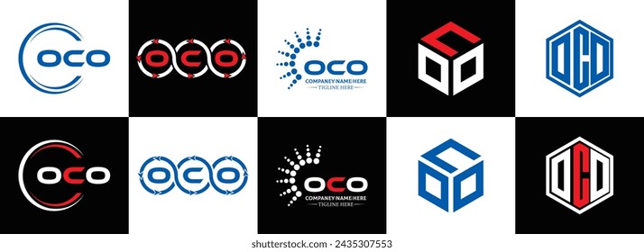 OCO logo. O C O design. White OCO letter. OCO, O C O letter logo design. Initial letter OCO linked circle uppercase monogram logo.