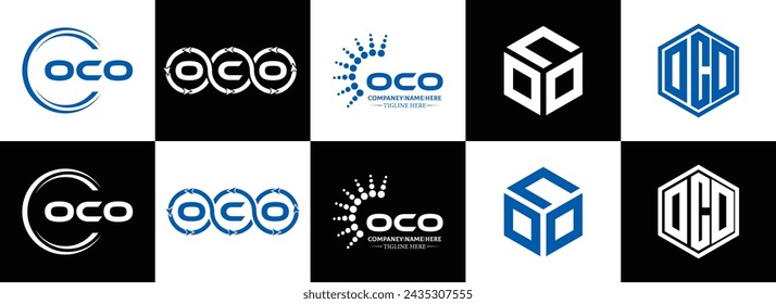 OCO logo. O C O design. White OCO letter. OCO, O C O letter logo design. Initial letter OCO linked circle uppercase monogram logo.