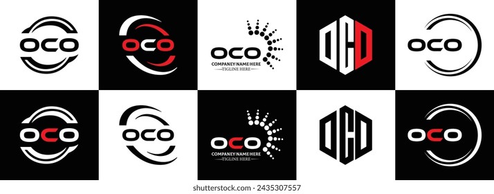 OCO logo. O C O design. White OCO letter. OCO, O C O letter logo design. Initial letter OCO linked circle uppercase monogram logo.